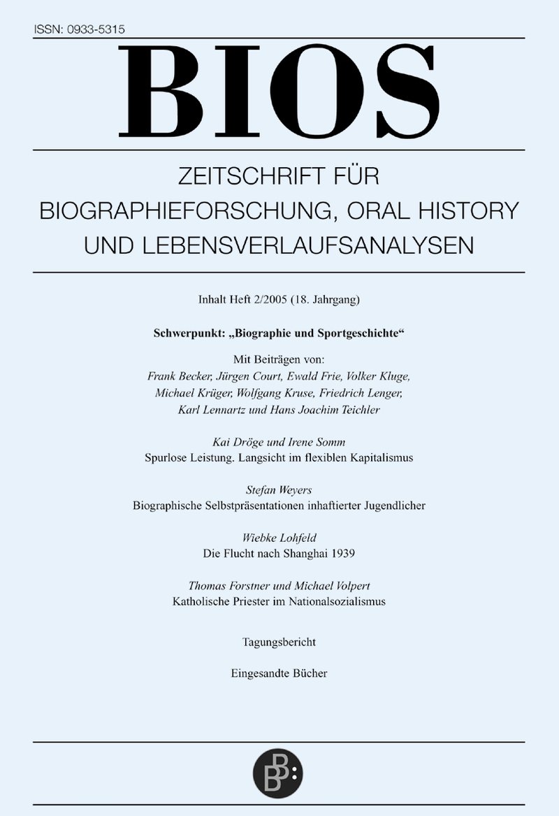 BIOS – Zeitschrift für Biographieforschung, Oral History und Lebensverlaufsanalysen 2-2005: Biographie und Sportgeschichte