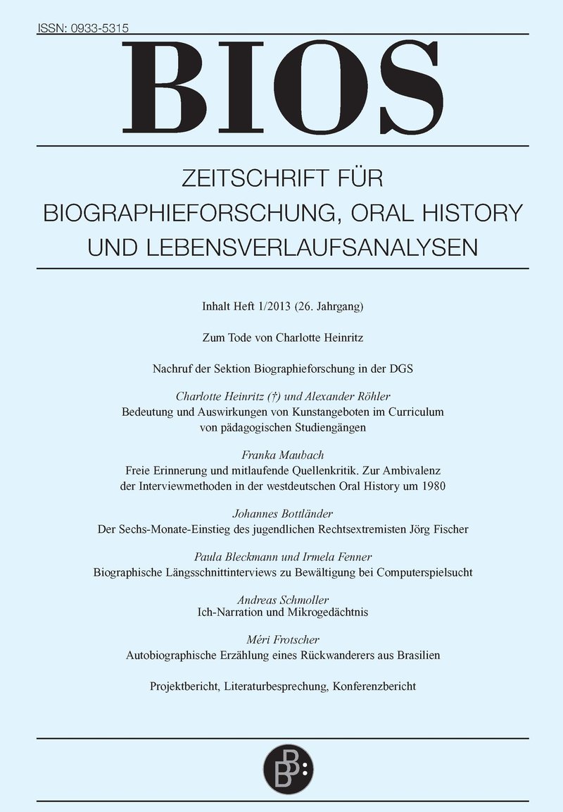 BIOS – Zeitschrift für Biographieforschung, Oral History und Lebensverlaufsanalysen 1-2013: Freie Beiträge