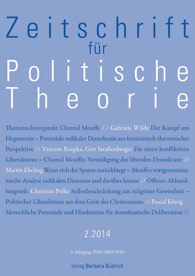 ZPTh – Zeitschrift für Politische Theorie 2-2014: Themenschwerpunkt Chantal Mouffe