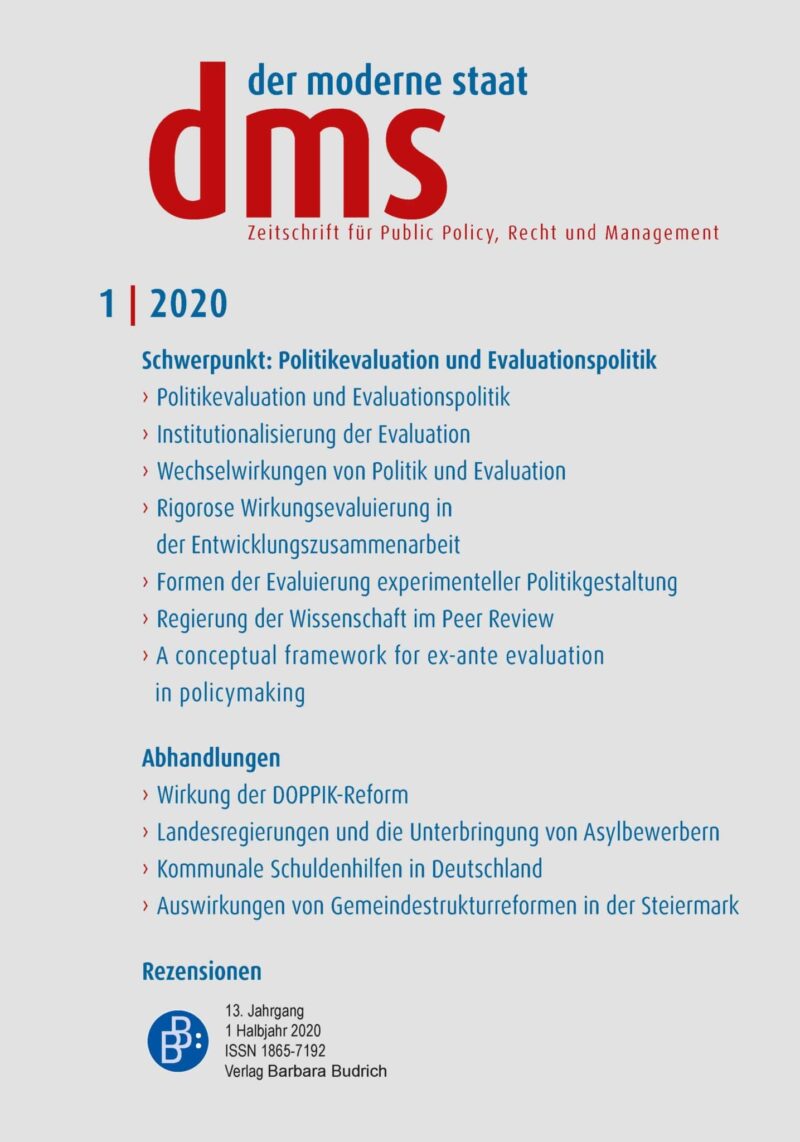 dms 1-2020 | Politikevaluation und Evaluationspolitik