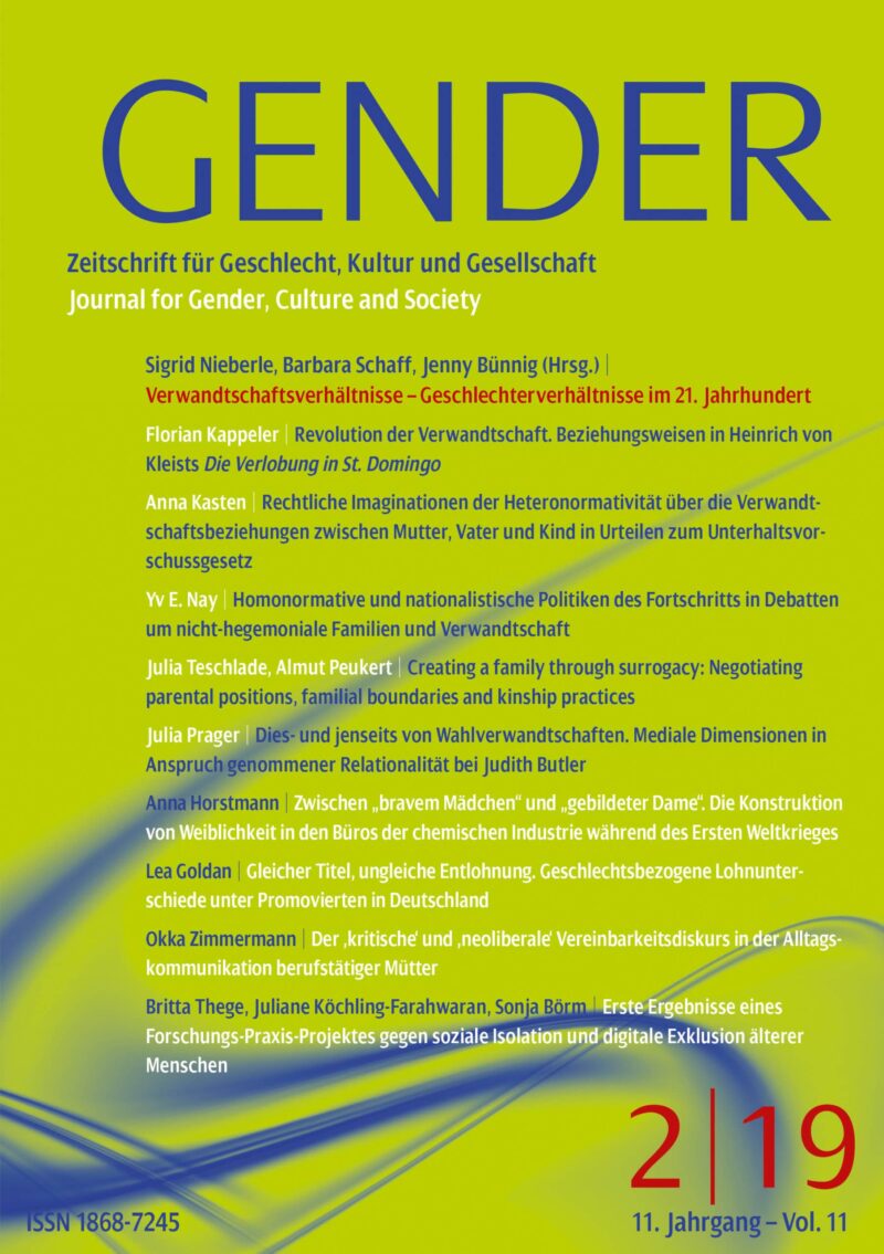 GENDER 2-2019 | Verwandtschaftsverhältnisse – Geschlechterverhältnisse im 21. Jahrhundert