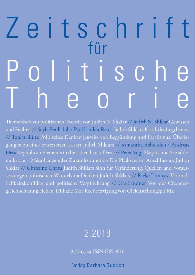 ZPTh 2-2018 | Themenheft zur politischen Theorie von Judith N. Shklar