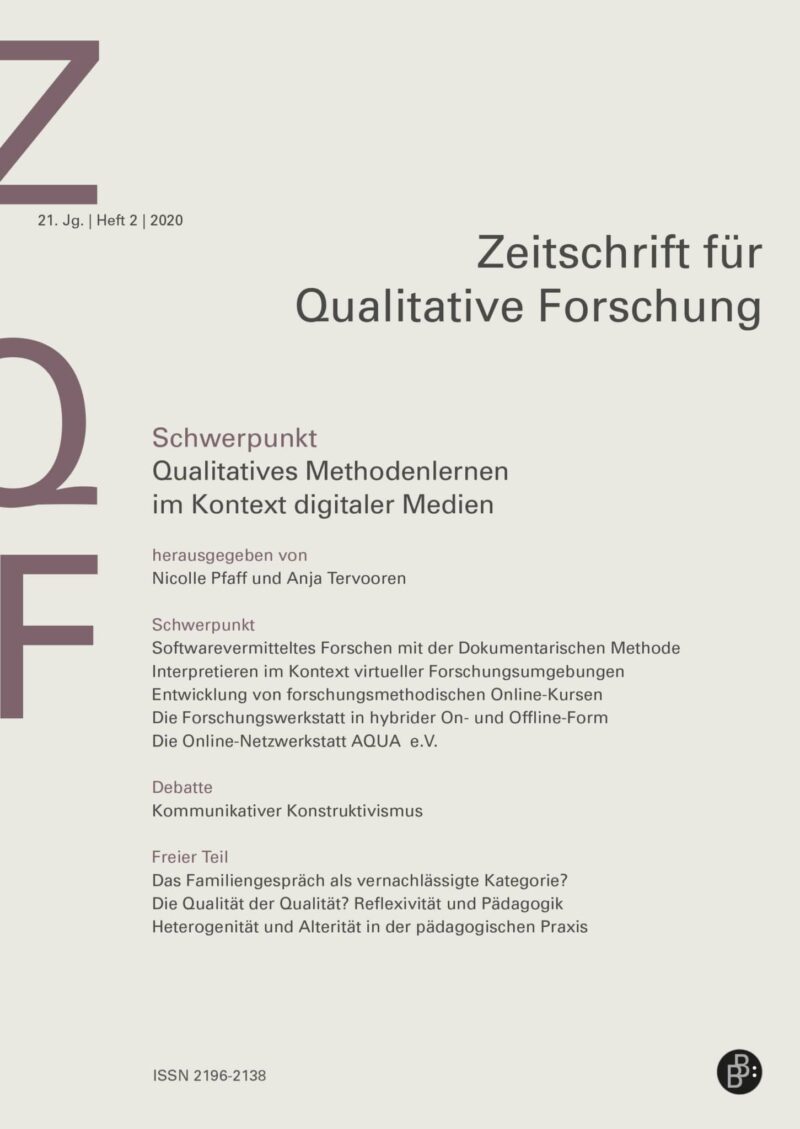 ZQF 2-2020 | Qualitatives Methodenlernen im Kontext digitaler Medien