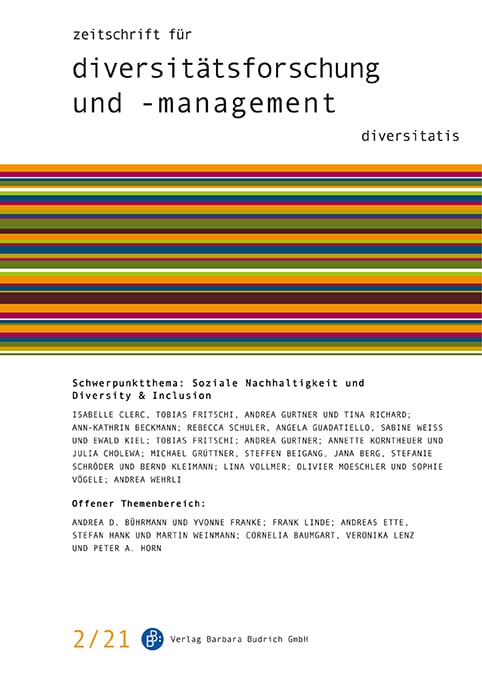 ZDfm – Zeitschrift für Diversitätsforschung und -management 2-2021: Soziale Nachhaltigkeit und Diversity & Inclusion