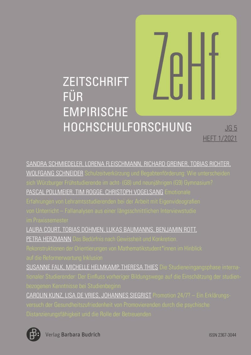 ZeHf – Zeitschrift für empirische Hochschulforschung 1-2021: Freie Beiträge