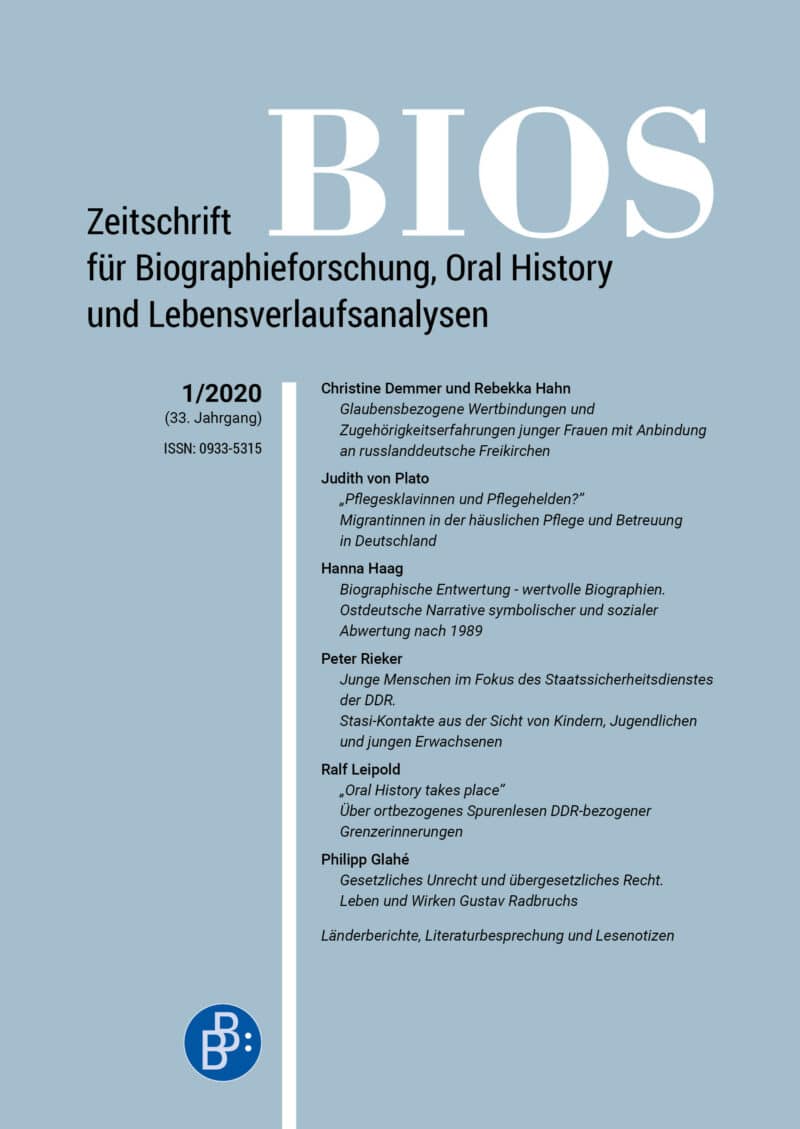 BIOS – Zeitschrift für Biographieforschung, Oral History und Lebensverlaufsanalysen 1-2020: Freie Beiträge