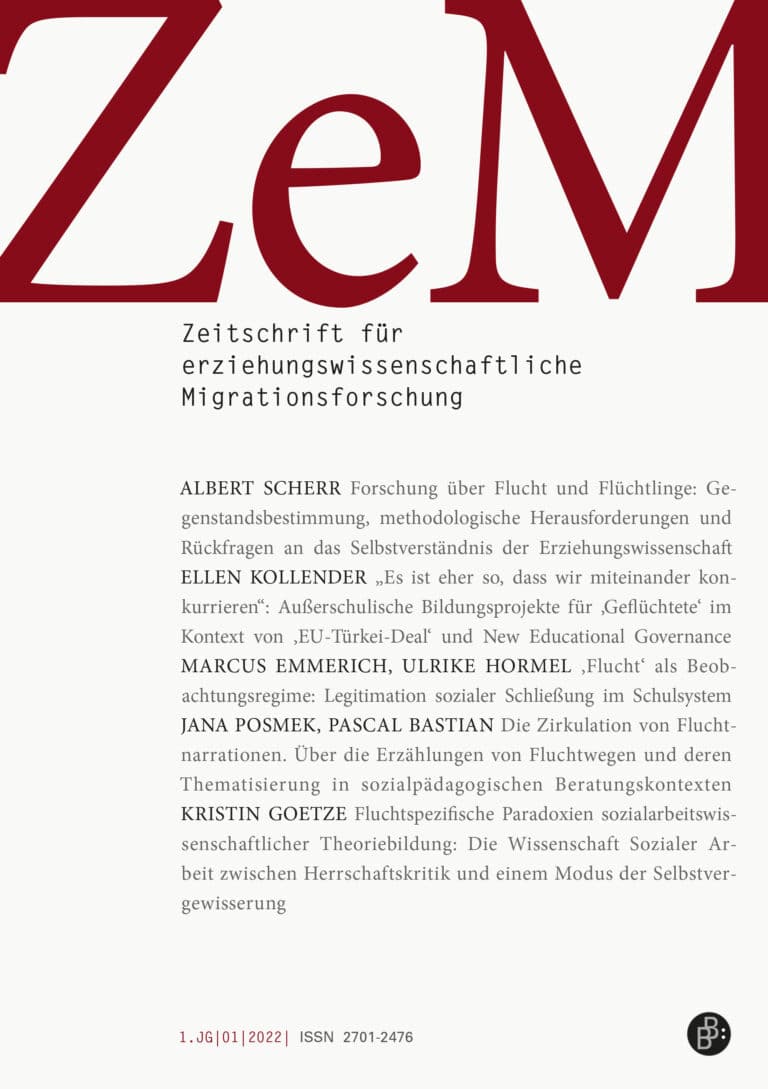 Zeitschrift für erziehungswissenschaftliche Migrationsforschung (ZeM) 1-2022: Flucht als Gegenstand erziehungswissenschaftlicher Migrationsforschung