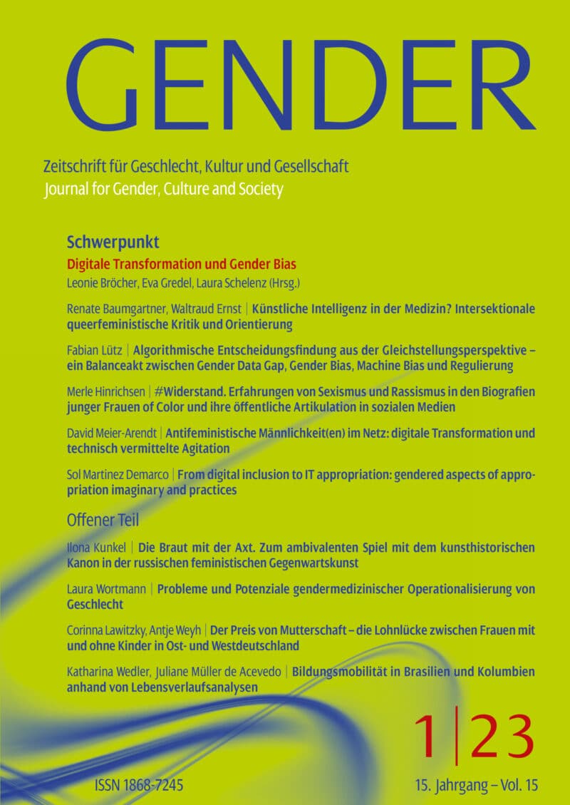 GENDER – Zeitschrift für Geschlecht, Kultur und Gesellschaft 1-2023: Digitale Transformation und Gender Bias