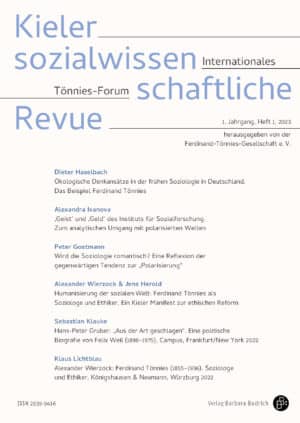 Kieler sozialwissenschaftliche Revue. Internationales Tönnies-Forum