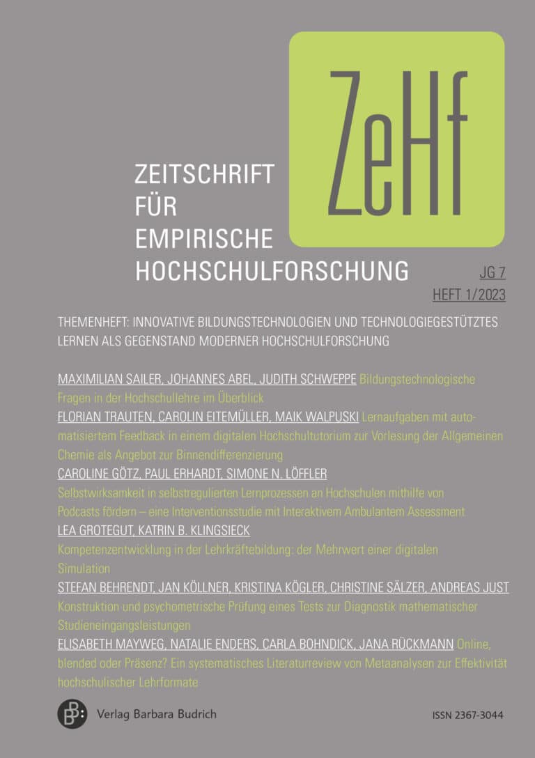ZeHf – Zeitschrift für empirische Hochschulforschung 1-2023: Innovative Bildungstechnologien und technologiegestütztes Lernen als Gegenstand moderner Hochschulforschung