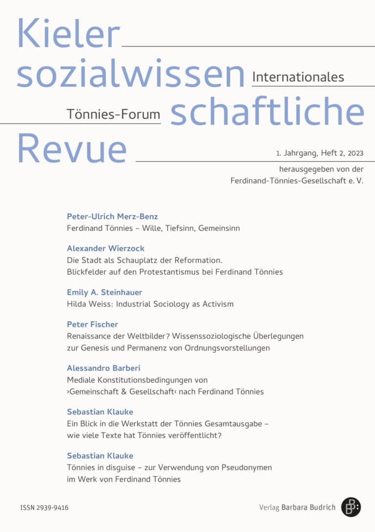 Kieler sozialwissenschaftliche Revue. Internationales Tönnies-Forum 2-2023: Freie Beiträge