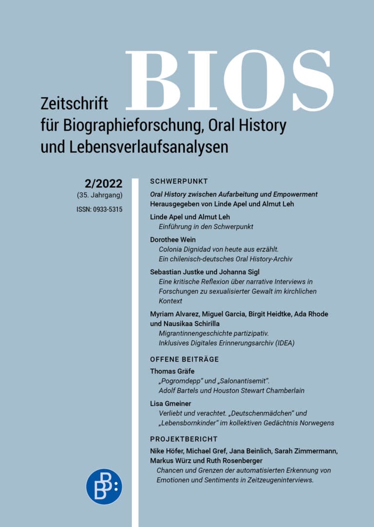 BIOS – Zeitschrift für Biographieforschung, Oral History und Lebensverlaufsanalysen 2-2022: Oral History zwischen Aufarbeitung und Empowerment