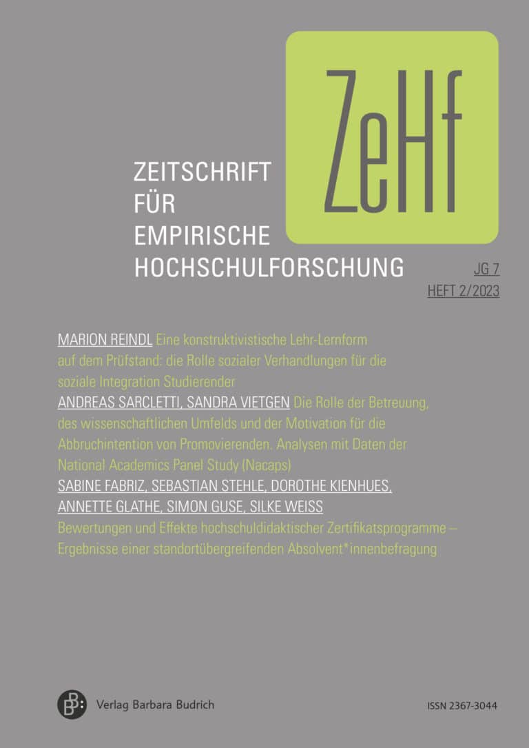 ZeHf – Zeitschrift für empirische Hochschulforschung 2-2023: Freie Beiträge
