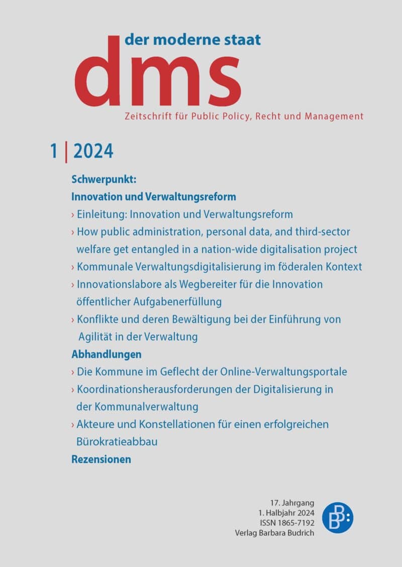 dms – der moderne staat – Zeitschrift für Public Policy, Recht und Management 1-2024: Innovation und Verwaltungsreform