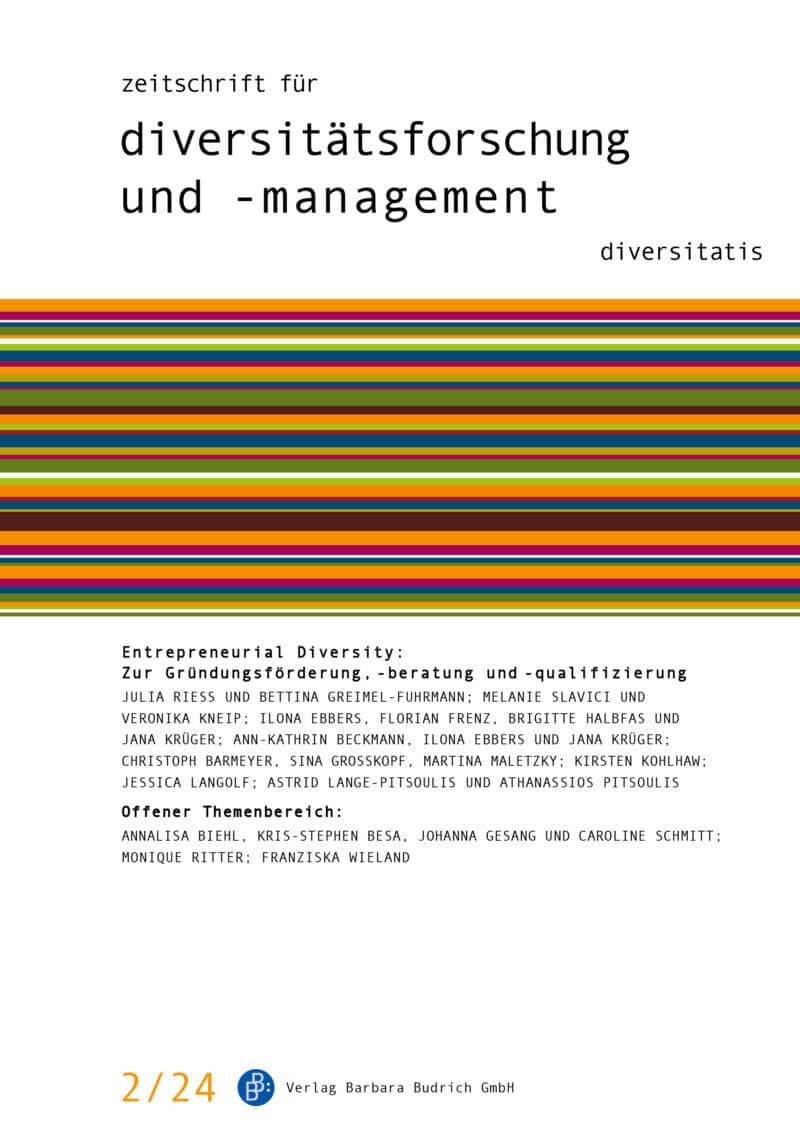 ZDfm – Zeitschrift für Diversitätsforschung und -management 2-2024: Entrepreneurial Diversity: Zur Gründungsförderung, -beratung und -qualifizierung