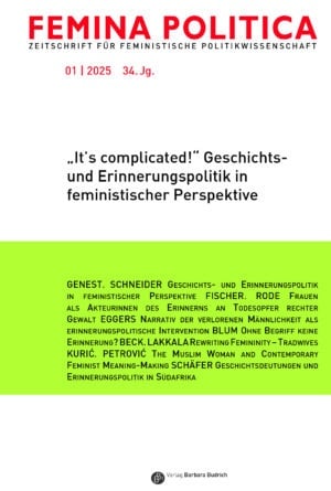 Femina Politica – Zeitschrift für feministische Politikwissenschaft 1-2025: „It's complicated!“ Geschichts- und Erinnerungspolitik in feministischer Perspektive