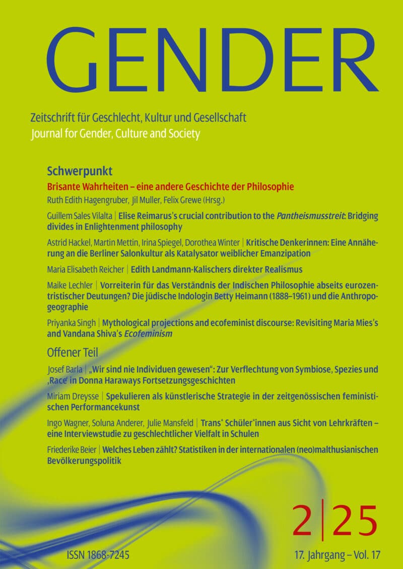 GENDER – Zeitschrift für Geschlecht, Kultur und Gesellschaft 2-2025: Brisante Wahrheiten – eine andere Geschichte der Philosophie