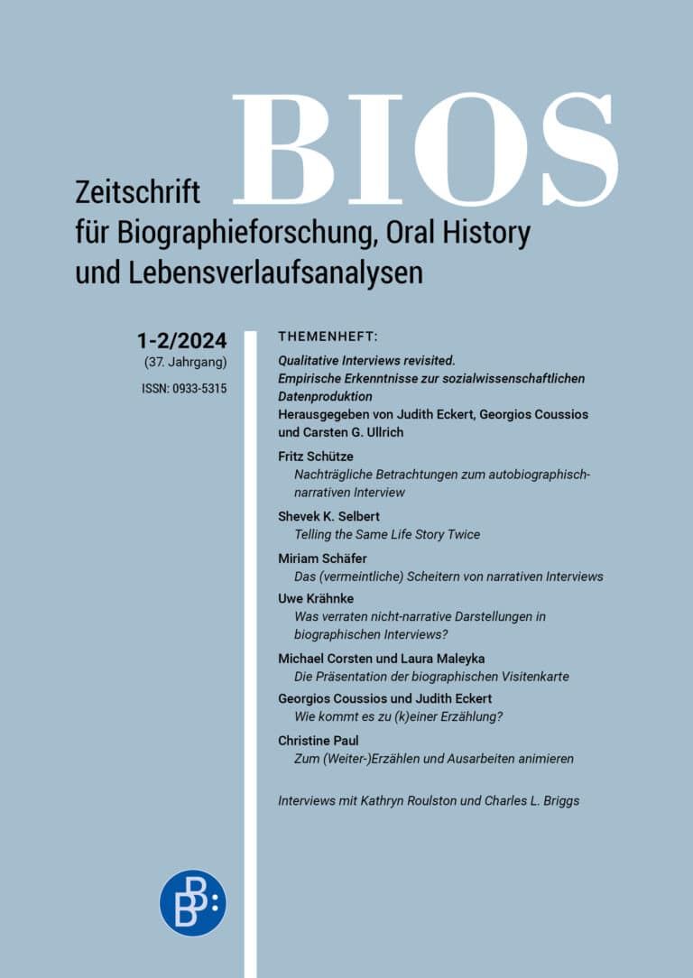 BIOS – Zeitschrift für Biographieforschung, Oral History und Lebensverlaufsanalysen 1+2-2024: Qualitative Interviews revisited. Empirische Erkenntnisse zur sozialwissenschaftlichen Datenproduktion