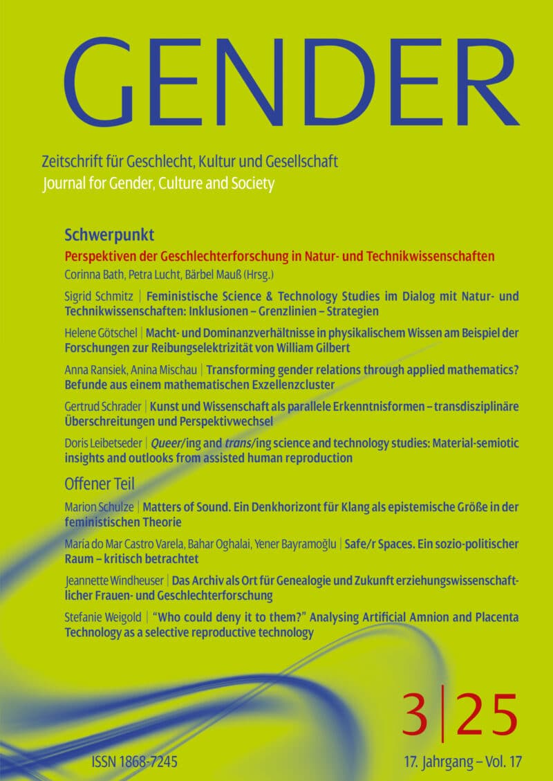 GENDER – Zeitschrift für Geschlecht, Kultur und Gesellschaft 3-2025: Perspektiven der Geschlechterforschung in Natur- und Technikwissenschaften