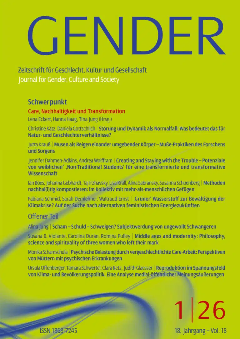 GENDER – Zeitschrift für Geschlecht, Kultur und Gesellschaft 1-2026: Care, Nachhaltigkeit und Transformation