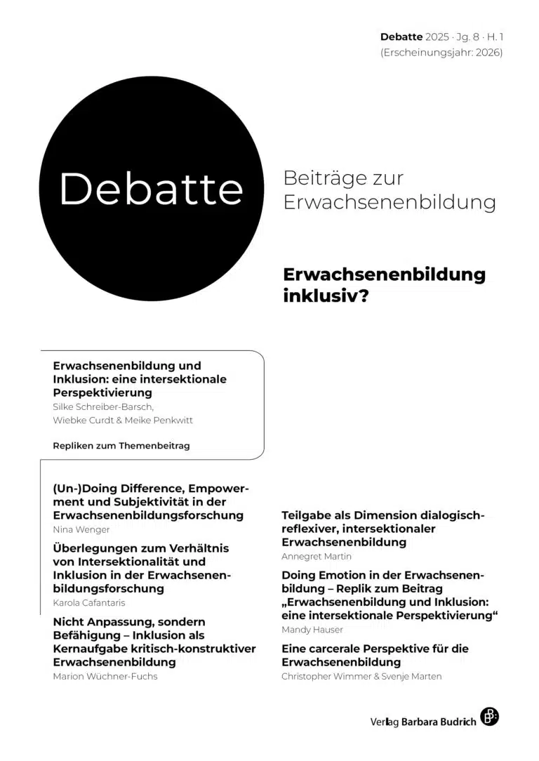 Debatte. Beiträge zur Erwachsenenbildung 1-2025 (Nr. 14): Erwachsenenbildung inklusiv?