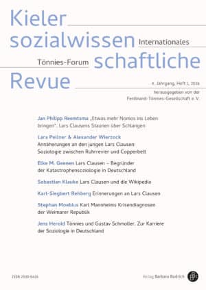 Kieler sozialwissenschaftliche Revue. Internationales Tönnies-Forum 1-2026: Themenschwerpunkt „Lars Clausen“